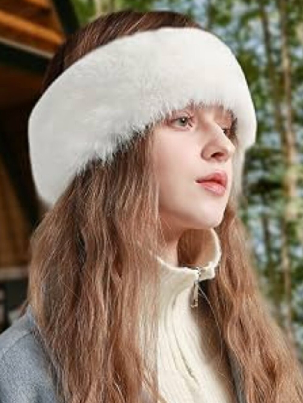 Real White Rabbit Fur Headband Ski Neck Warmer